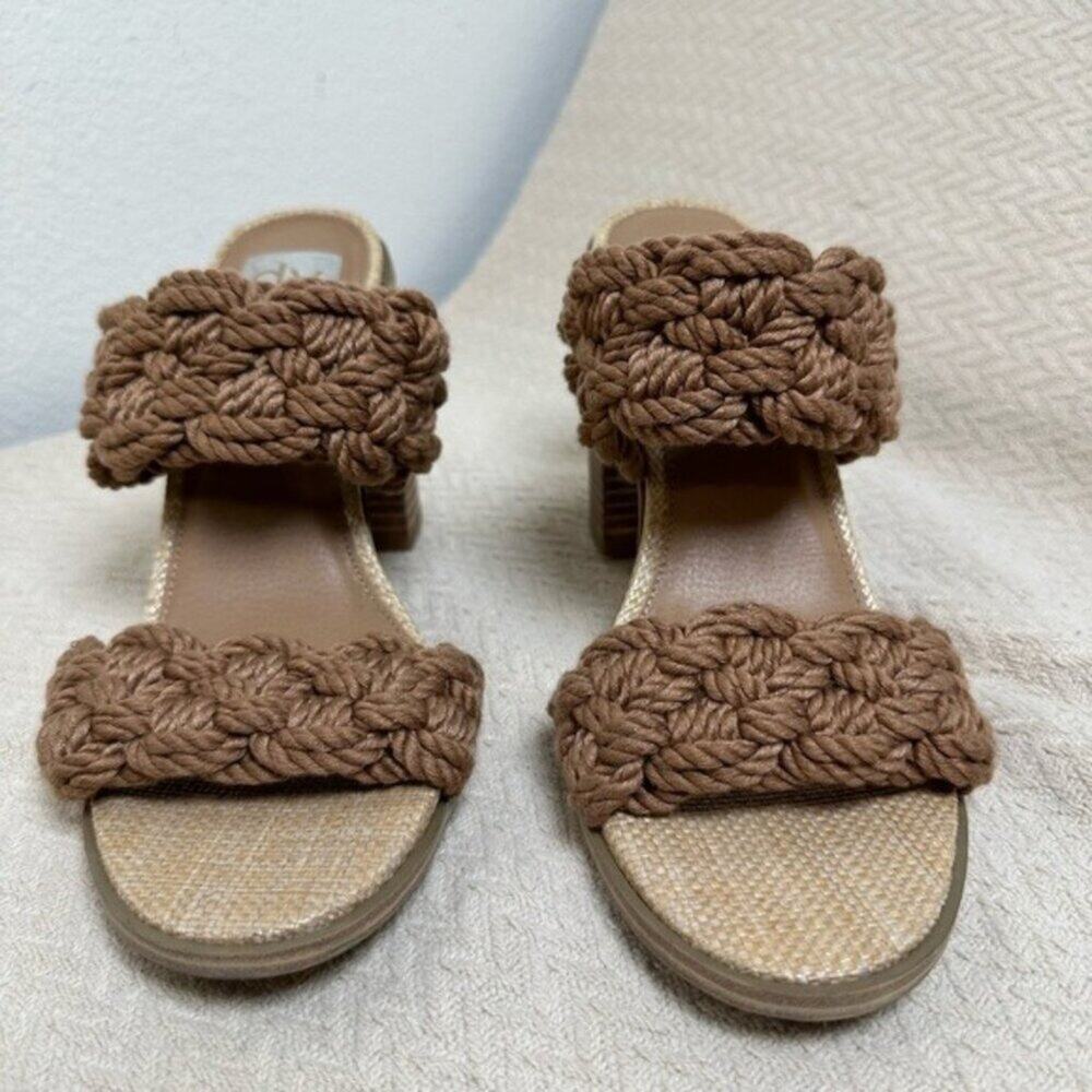 DV by Dolce Vita Roulette Toffee Brown Woven Block Heel Sandals Women’s 10 - Picture 6 of 12